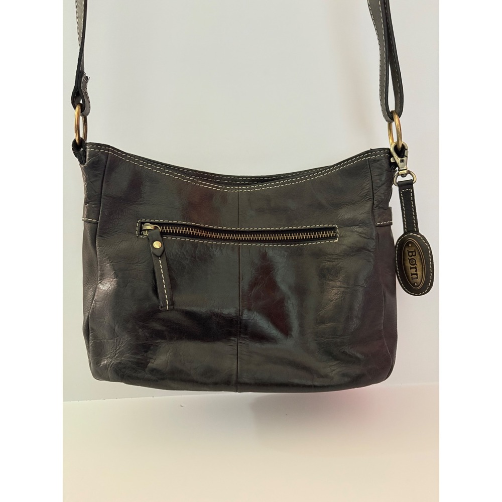 Born Crossbody Bag Womens Brown Genuine Leather Organizer Pocket Small Hook Loop - Picture 4 of 11